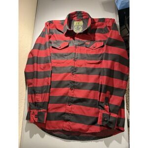 DIXXON Flannel The Cobain Large Red Black Button Up Shirt Grunge Nirvana Punk